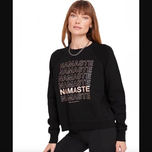 Spiritual Gangster Sweatshirt Womens Small Black Metallic Namaste Bridget Yoga - Picture 1 of 16